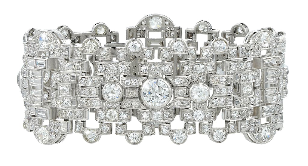 Art Deco Platinum Diamond Bracelet & Vintage Bulgari jewelry