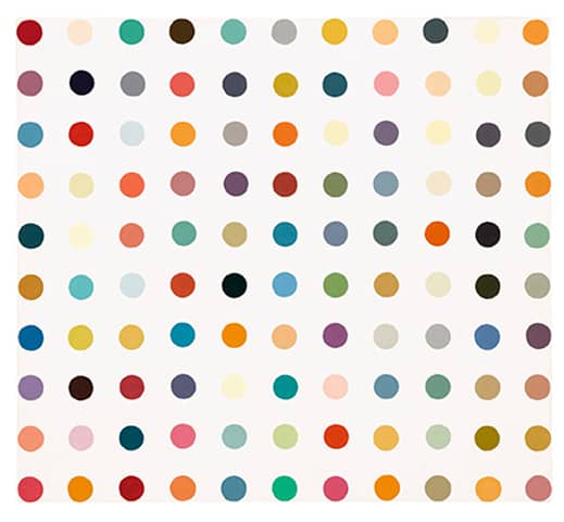 Art dealer in London Damien Hirst Spot painting for sale, household gloss on canvas, signed and dated 1995