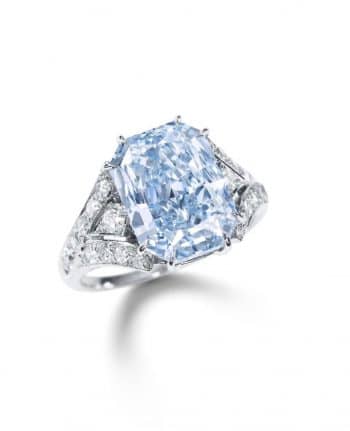 Gemstone auctions intense blue diamond ring