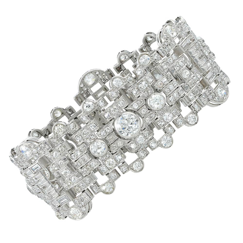 Deco Platinum Diamond Bracelet Vintage Bulgari Jewelry