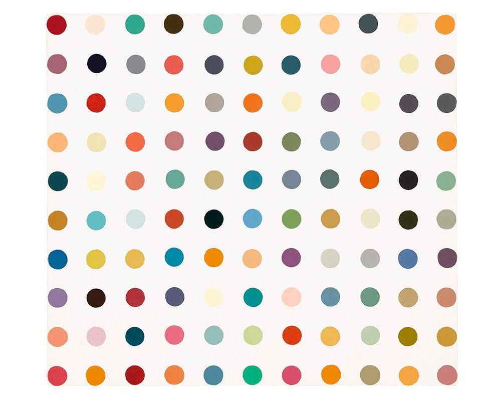 Private art sales Damien Hirst Spot painting for sale, household gloss on canvas, signed and dated 1995